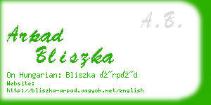 arpad bliszka business card